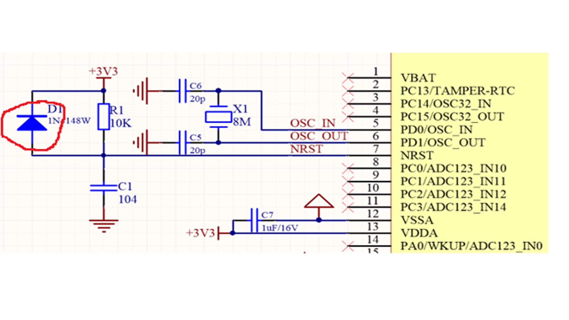 The function of the diode connected in parallel in the reset circuit