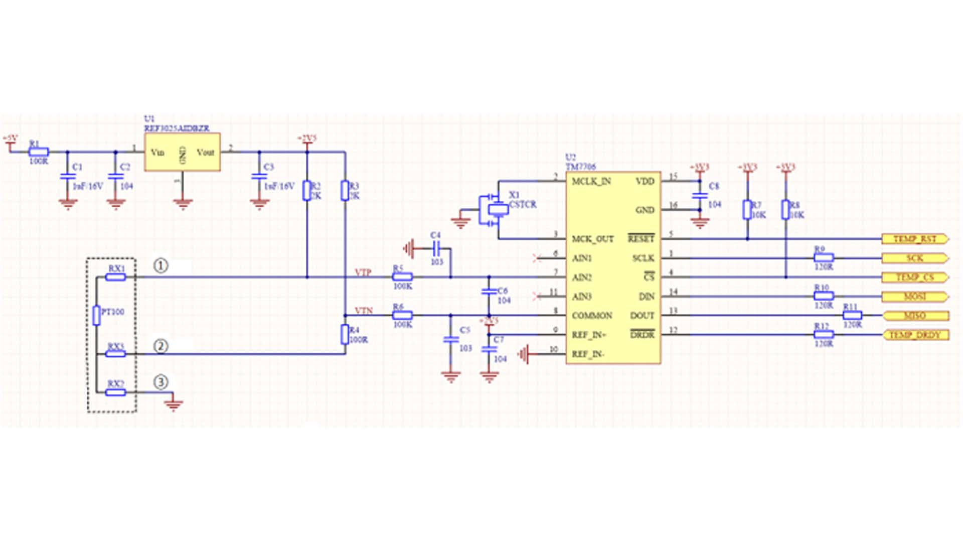 Design of a Three-Wire Temperature Measurement Circuit Driven by a Constant Voltage Source