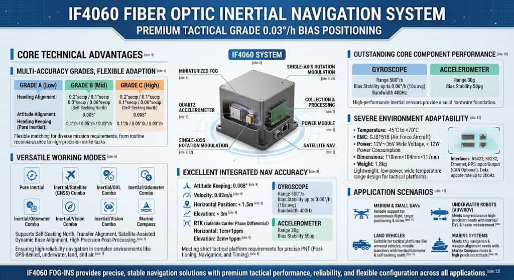 Positioning of the IF4060 as a high-end, tactical-grade fiber-optic inertial navigation product.