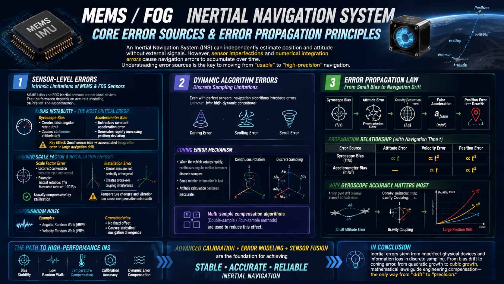 Core Error Sources in Inertial Navigation Systems: From Physical Mechanisms to Propagation Characteristics