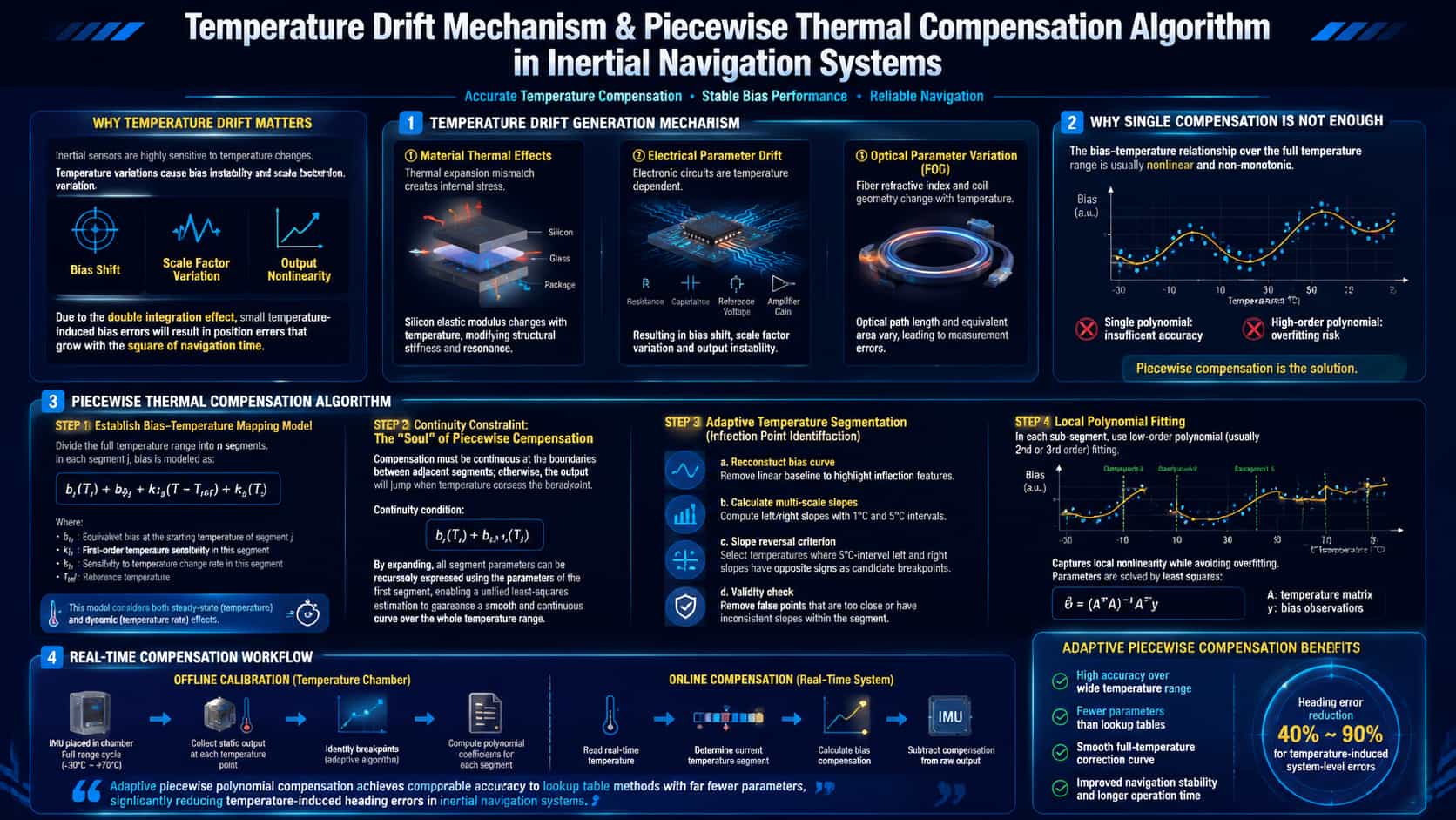 Mechanism of Temperature Drift in Inertial Navigation Systems and Principles of Piecewise Temperature Drift Compensation Algorithms