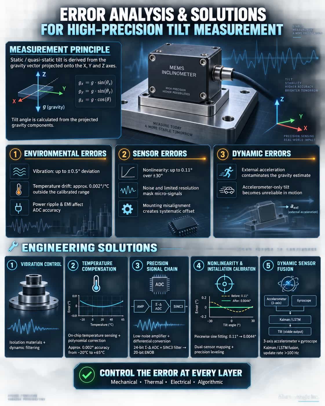 Error Analysis and Solutions in High-Precision Tilt Measurement Design