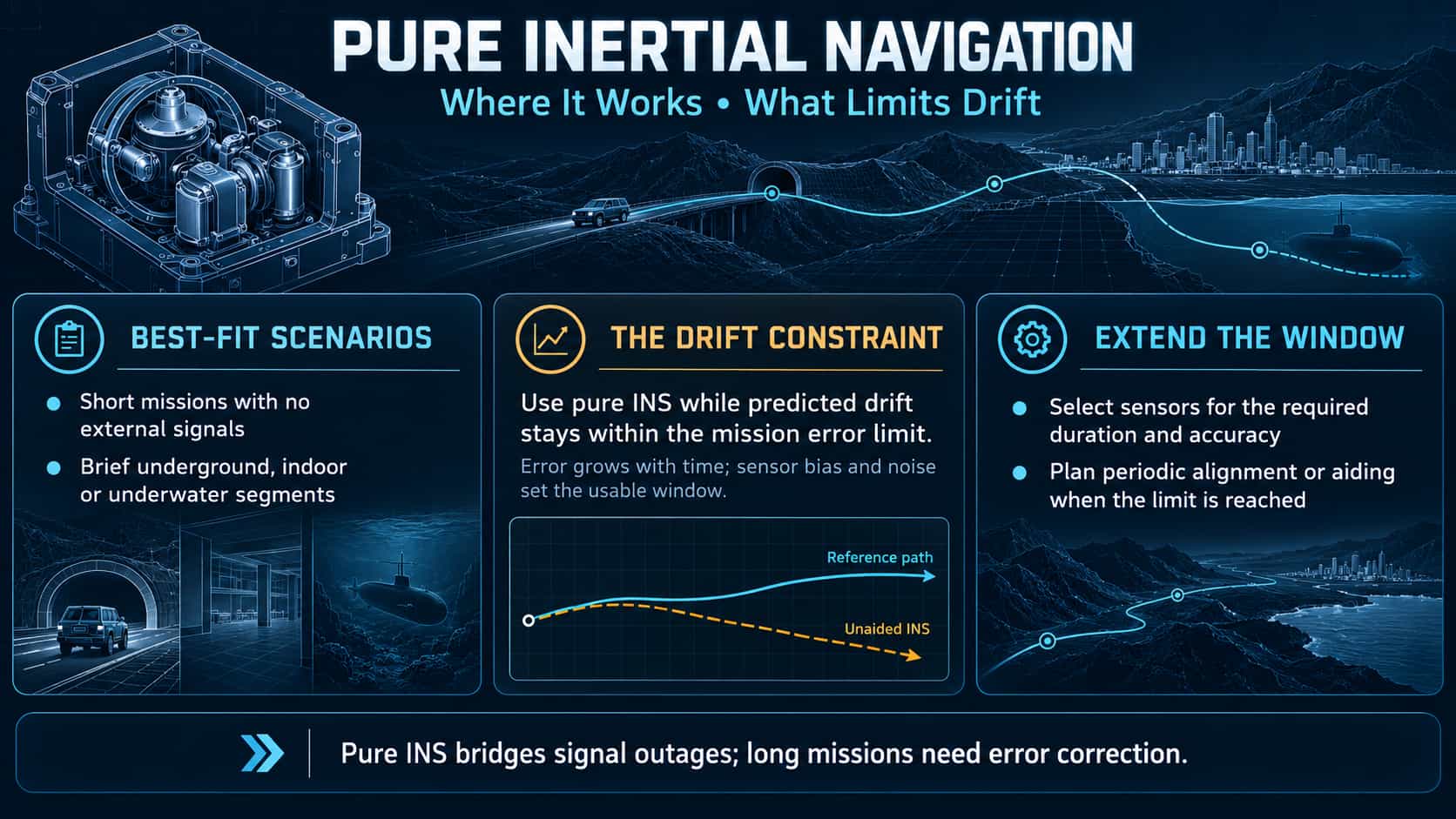 Applicable Scenarios and Drift Constraints for Pure Inertial Passive Navigation